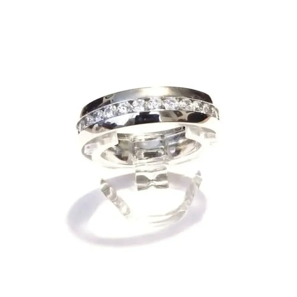 New stainless steel‎ CZ ring size 5